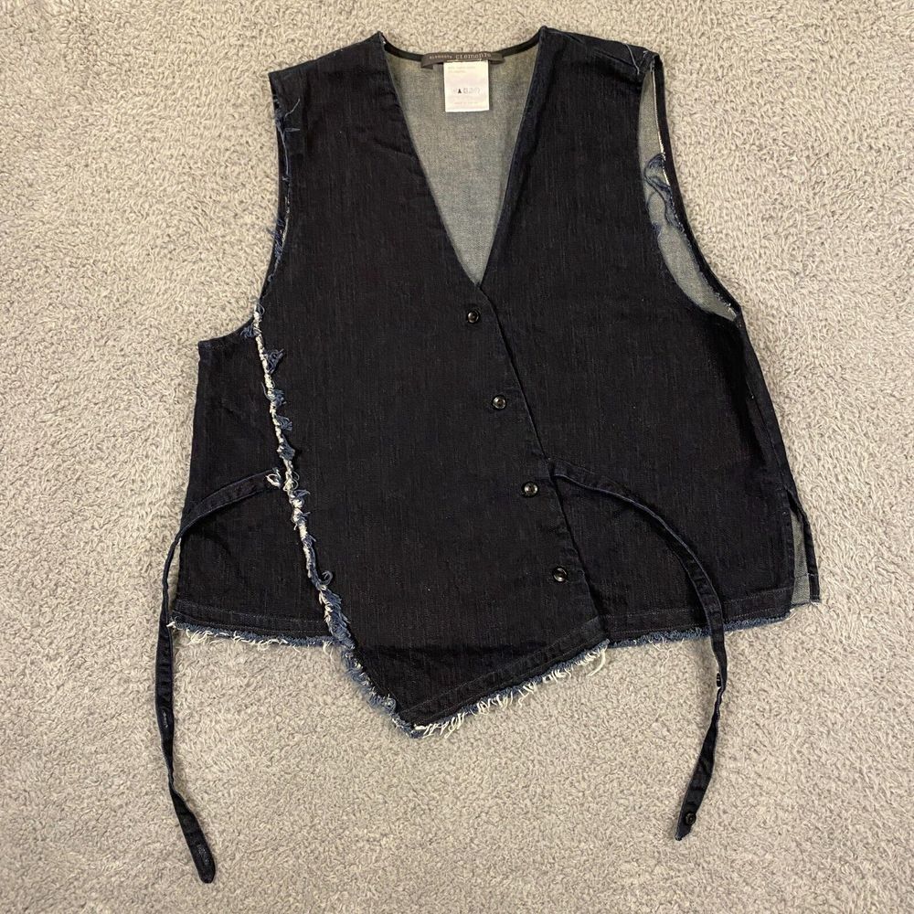 Elemente Clemente Vest‎ Waistcoat size 2 Debim Raw Hem Tie Jean Blue